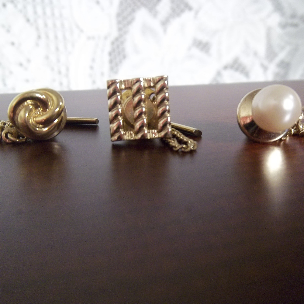 Trio of Gold Tone Tie Pins